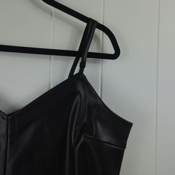 Lamarque Womens Mollie Faux Leather Feather Trim Sleeveless Slip Dress X-Large - Picture 5 of 10